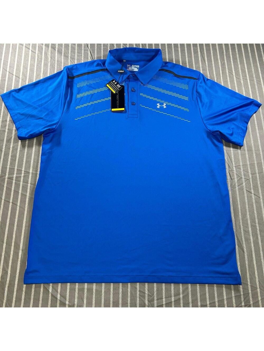 Under Armour ColdGear Golf Loose men's polo shirt in blue Size 2XL NWT